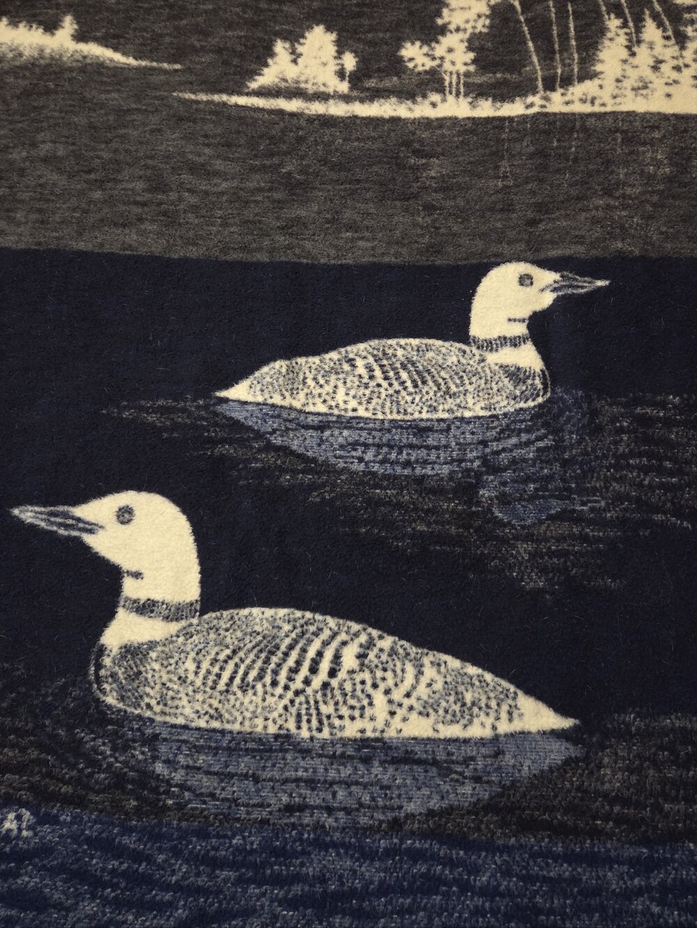 Biederlack Vintage Loons Ducks Fleece Cozy Throw Blanket 56" X 70" Reversible - Picture 5 of 7